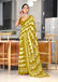 VIHAANA PURE MULMUL COTTON ZIGZAG HAND BLOCK PRINTED OLIVE GREEN SAREE