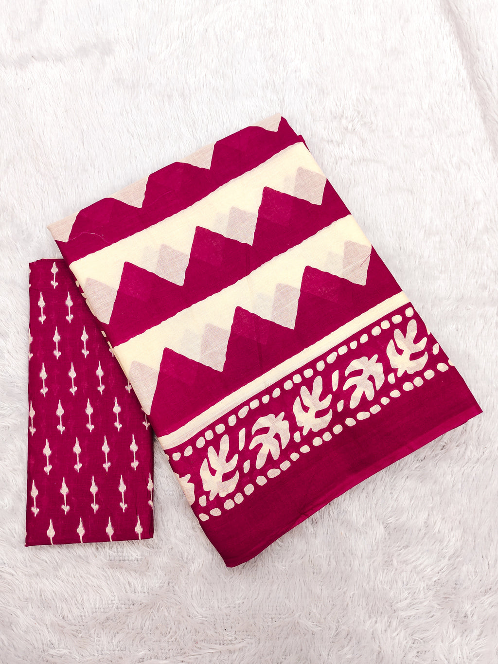 VIHAANA PURE MULMUL COTTON ZIGZAG HAND BLOCK PRINTED OLIVE PINK SAREE