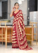 VIHAANA PURE MULMUL COTTON ZIGZAG HAND BLOCK PRINTED RED SAREE