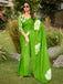 YASHODA PURE MULMUL COTTON HAND  BLOCK PRINT FLOWER TEST GREEN SAREE