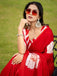 YASHODA PURE MULMUL COTTON HAND  BLOCK PRINT FLOWER TEST RED SAREE