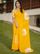 YASHODA PURE MULMUL COTTON HAND  BLOCK PRINT FLOWER TEST YELLOW SAREE