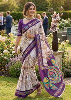 PURE SOFT COTTON JAIPURI BLOCK PRINT BLUE SAREE WITH BLOUSE