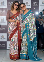 PURE MULMUL COTTON IKKAT PRINT MAROON SAREE WITH BLOUSE
