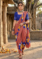 SOFT MULMUL COTTON BROWN SAREE WITH BLOUSE