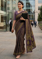 PURE MULMUL COTTON BAGH PRINTED MULTICOLOR SAREE WITH BLOUSE