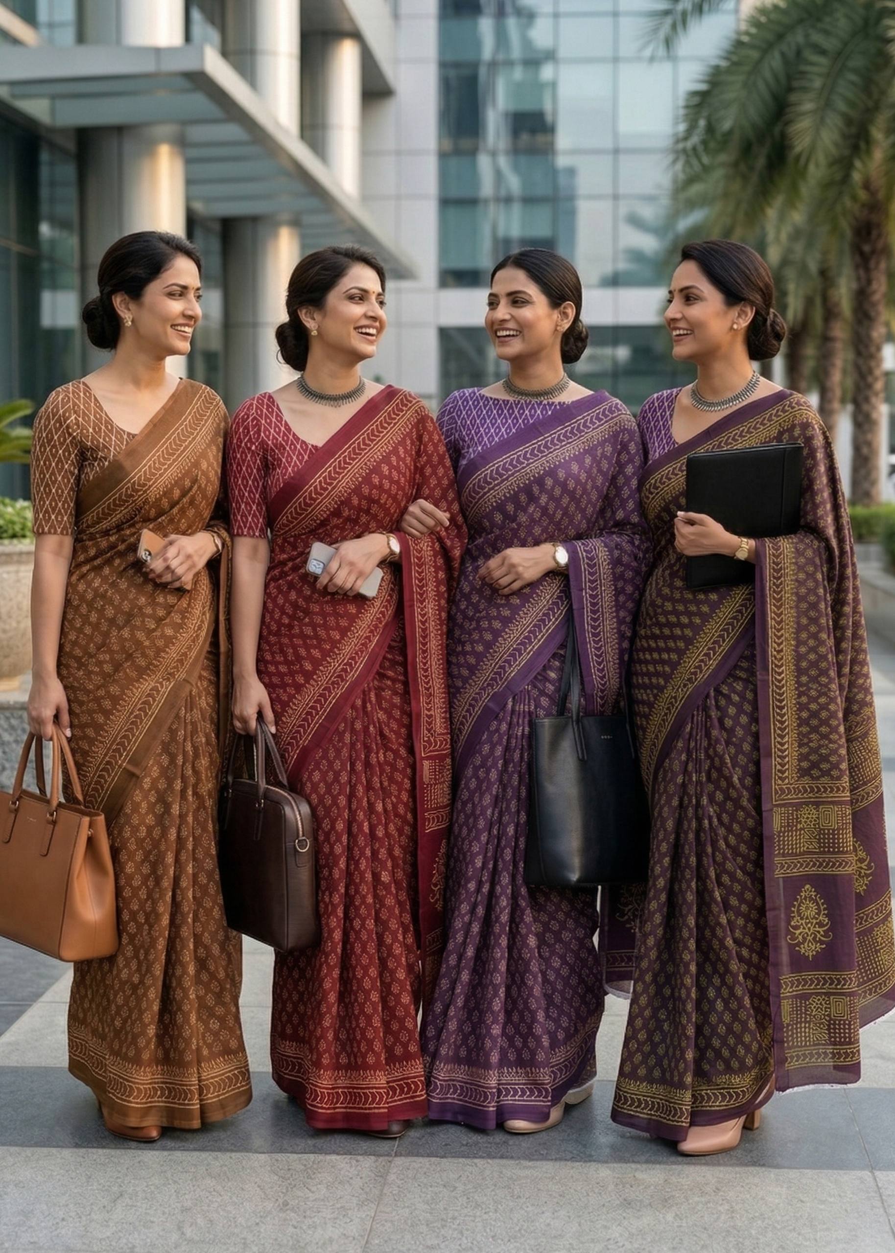 PURE MULMUL COTTON BAGH PRINTED PURPLE SAREE WITH BLOUSE