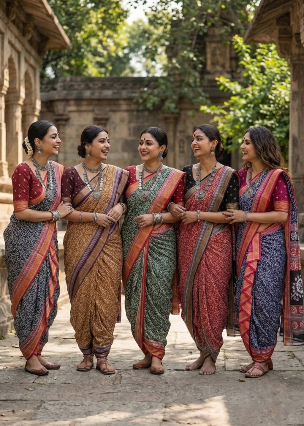 BAGRU BANDHANI MULMUL COTTON HEVY ZARI BORDAR PRINTED GREEN SAREE WITH BLOUSE