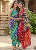 PURE MULMUL COTTON IKKAT PRINTD BLACK SAREE WITH BLOUSE