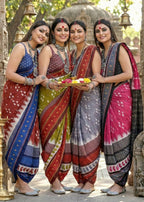 PURE MULMUL COTTON IKKAT PRINT MAROON SAREE WITH BLOUSE