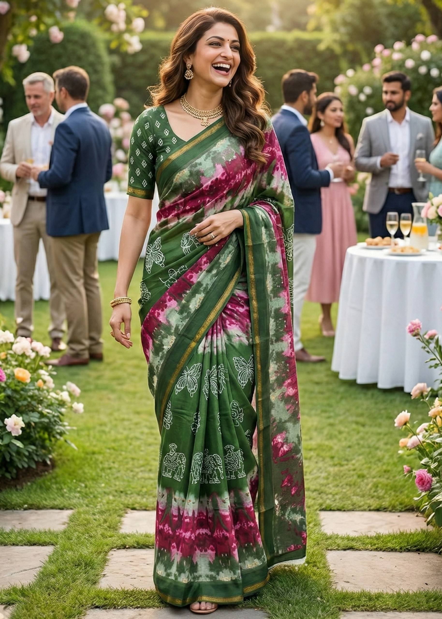 SOFT MASLIN MULMUL COTTON WITH HEVY ZARI BORDER GREEN SAREE WITH BLOUSE
