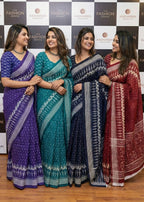 PURE MULMUL COTTON SINGAL IKKAT PRINT VOILET SAREE WITH BLOUSE