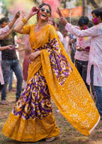 SOFT MASLIN MULMUL COTTON WITH HEVY ZARI BORDER YELLOW SAREE WITH BLOUSE