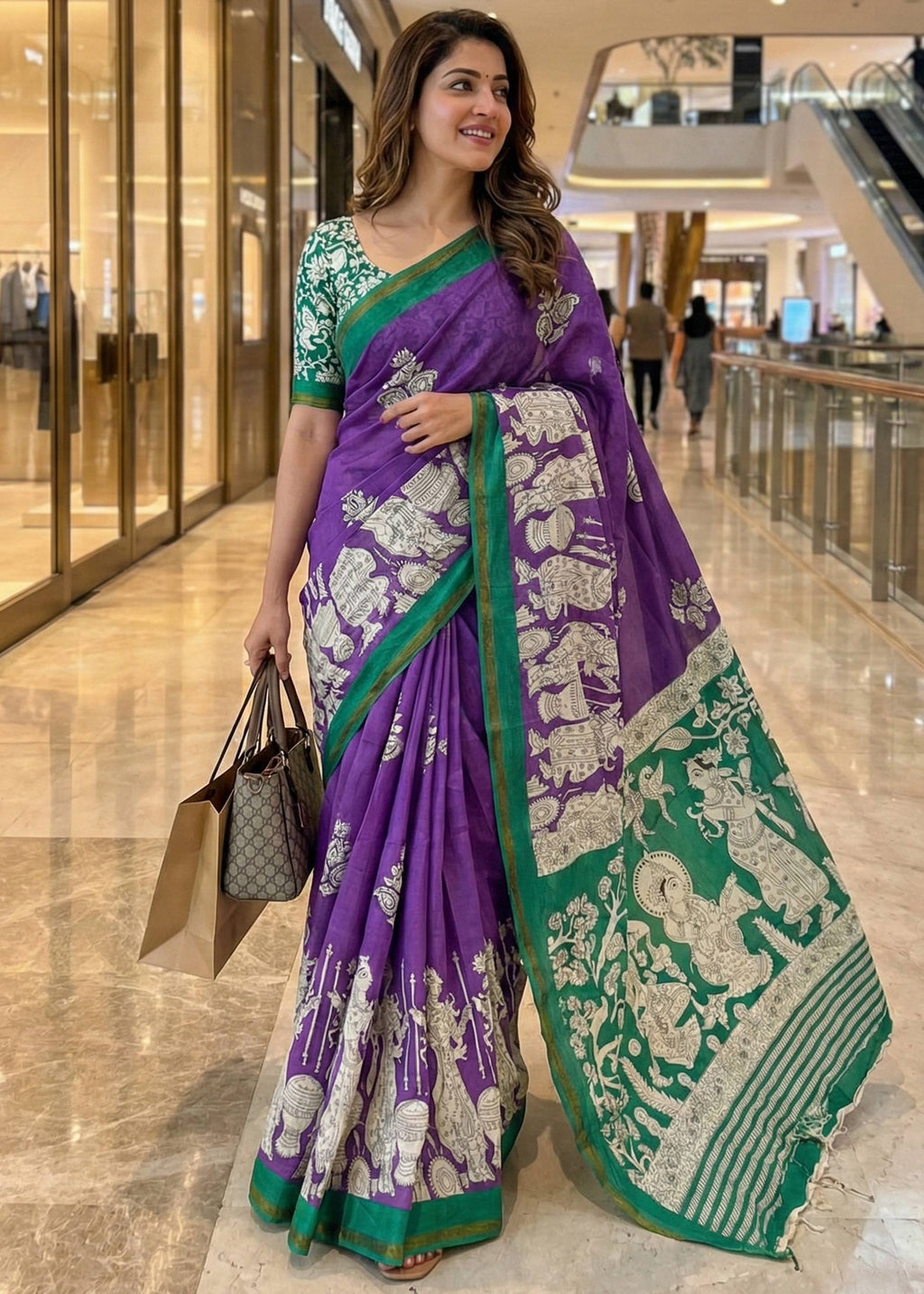 SOFT MASLIN MULMUL COTTON WITH HEVY ZARI BORDER PURPLE SAREE WITH BLOUSE