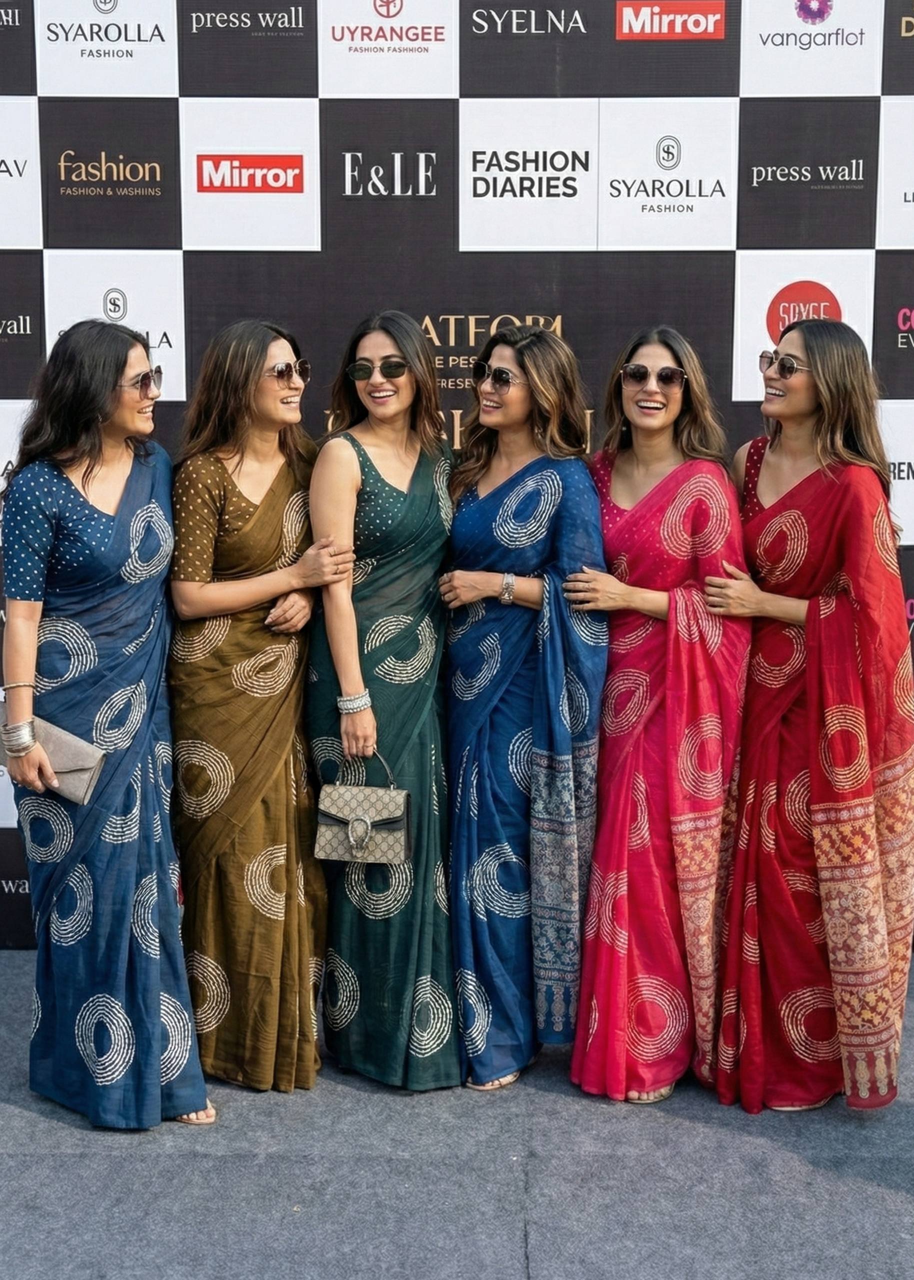 KALMKARI PRINT PURE MULMUL COTTON AJRAKH BANDHEJ HAND BLOCK PRINT TEAL SAREE WITH BLOUSE