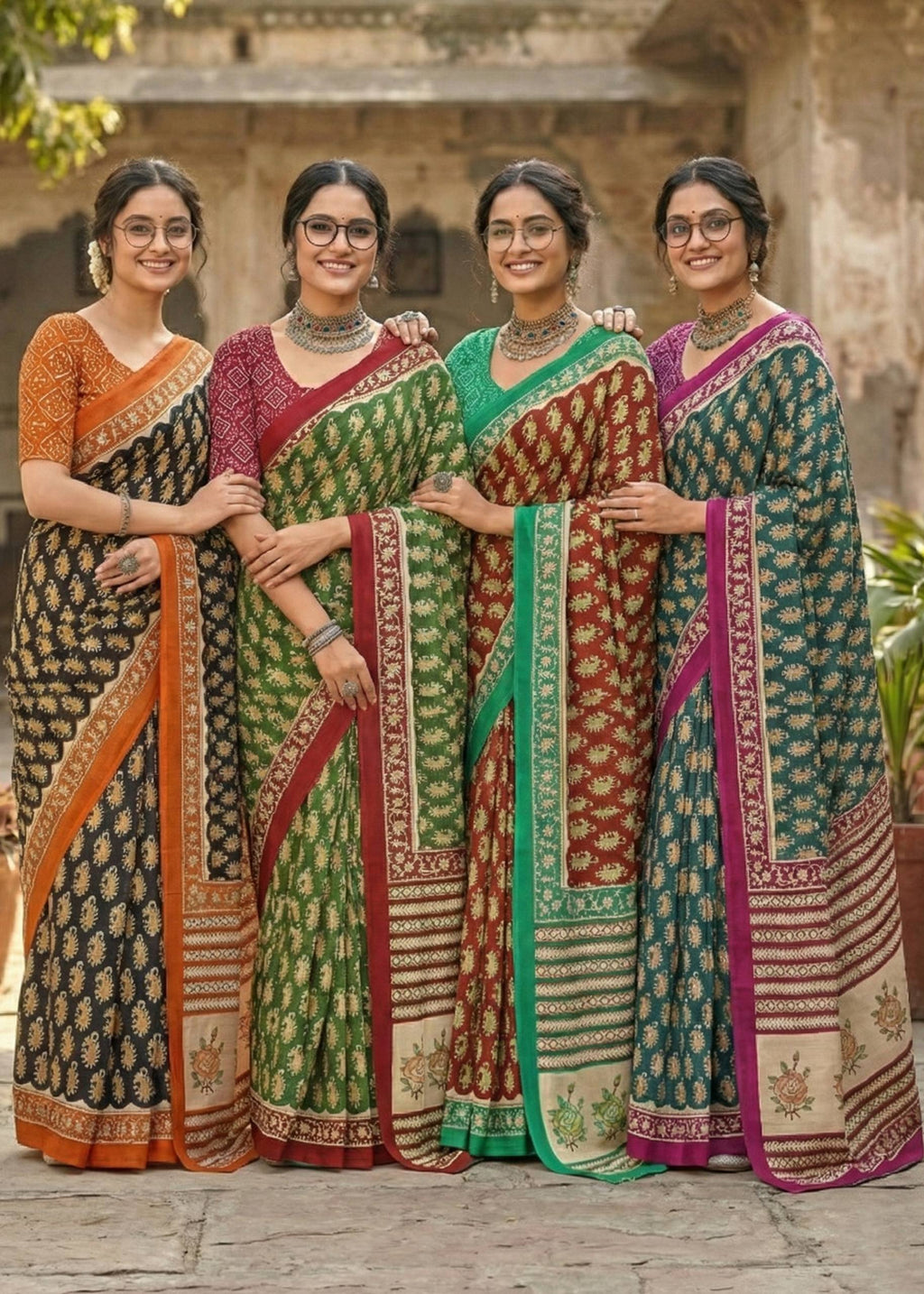 PURE MULMUL COTTON JAIPUR PRINT BLACK SAREE WITH BLOUSE