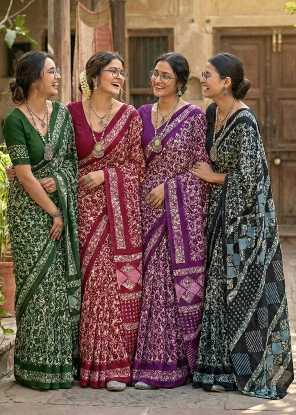PURE MULMUL COTTON BATIK PRINT BLACK SAREE WITH BLOUSE