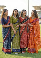 PURE MULMUL COTTON IKKAT HAND BLOCK PRINT RED SAREE WITH BLOUSE