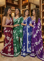 PURE SOFT COTTON HAND BAGRU PRINT BLUE SAREE WITH BLOUSE