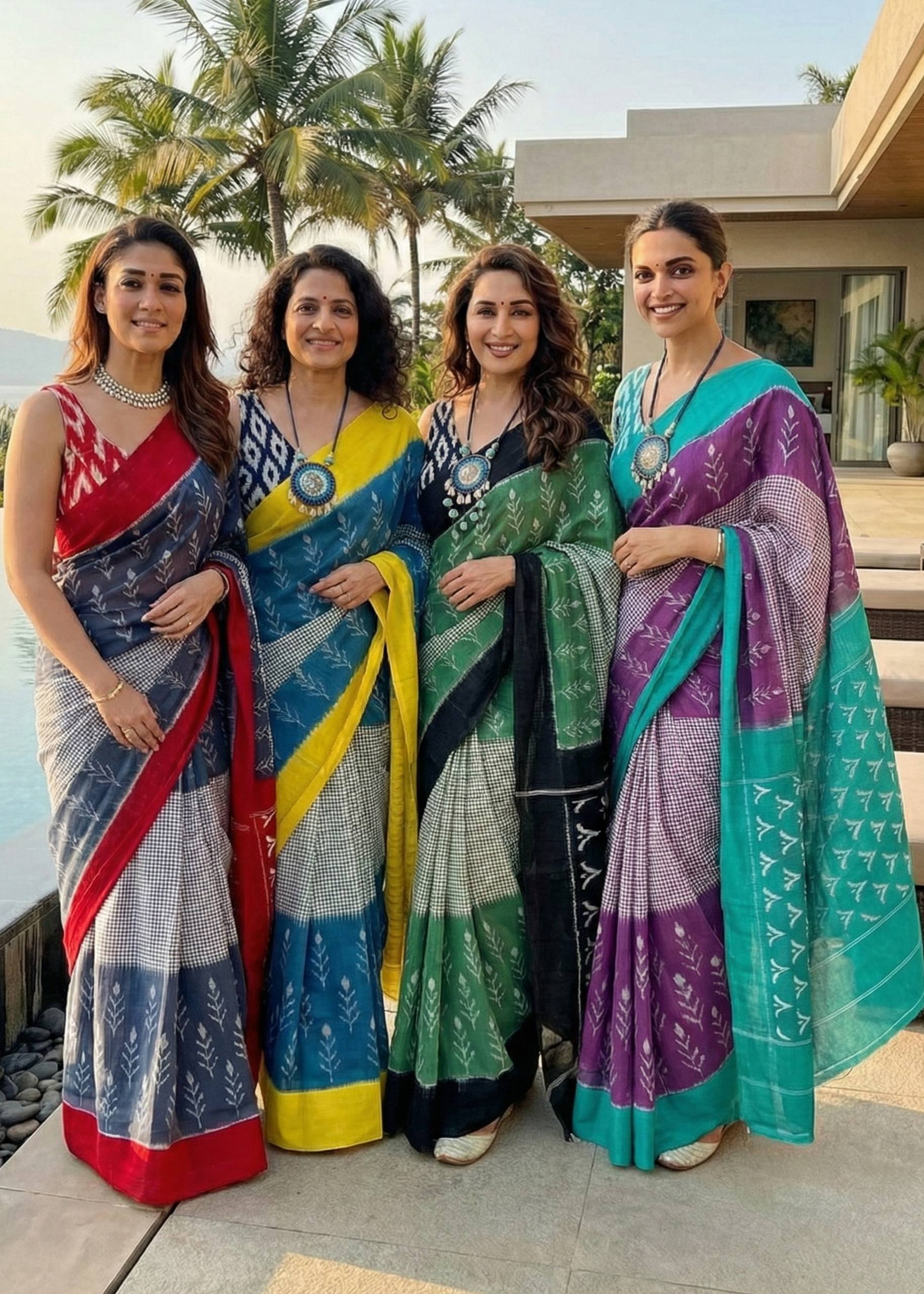 PURE SOFT COTTON IKKAT PRINT BLUE SAREE WITH BLOUSE