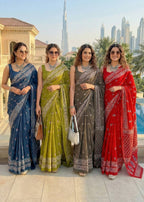 PURE SOFT COTTON BAGRU PRINT MEHANDI GREEN SAREE WITH BLOUSE