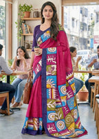 PURE COTTON JAIPURI BAGRU BLOCK PRINT PINK SAREE WITH BLOUSE