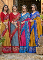 PURE SOFT COTTON BATIK BLOCK PRINT GREY SAREE WITH BLOUSE