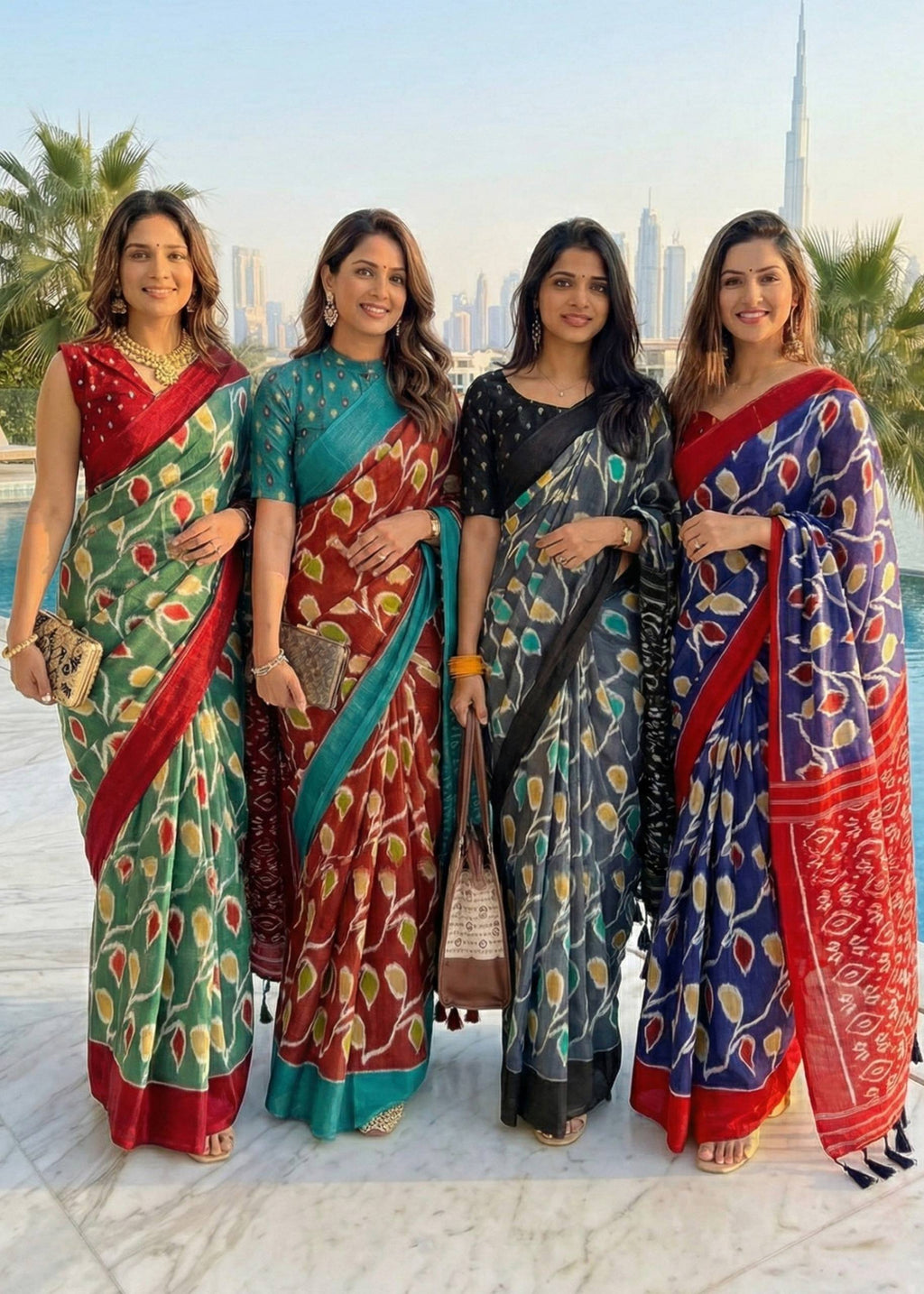 SOFT PURE COTTON HAND BAGRU PRINT GREEN SAREE WITH BLOUSE