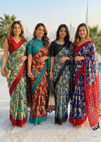 SOFT PURE COTTON HAND BAGRU PRINT BLACK SAREE WITH BLOUSE