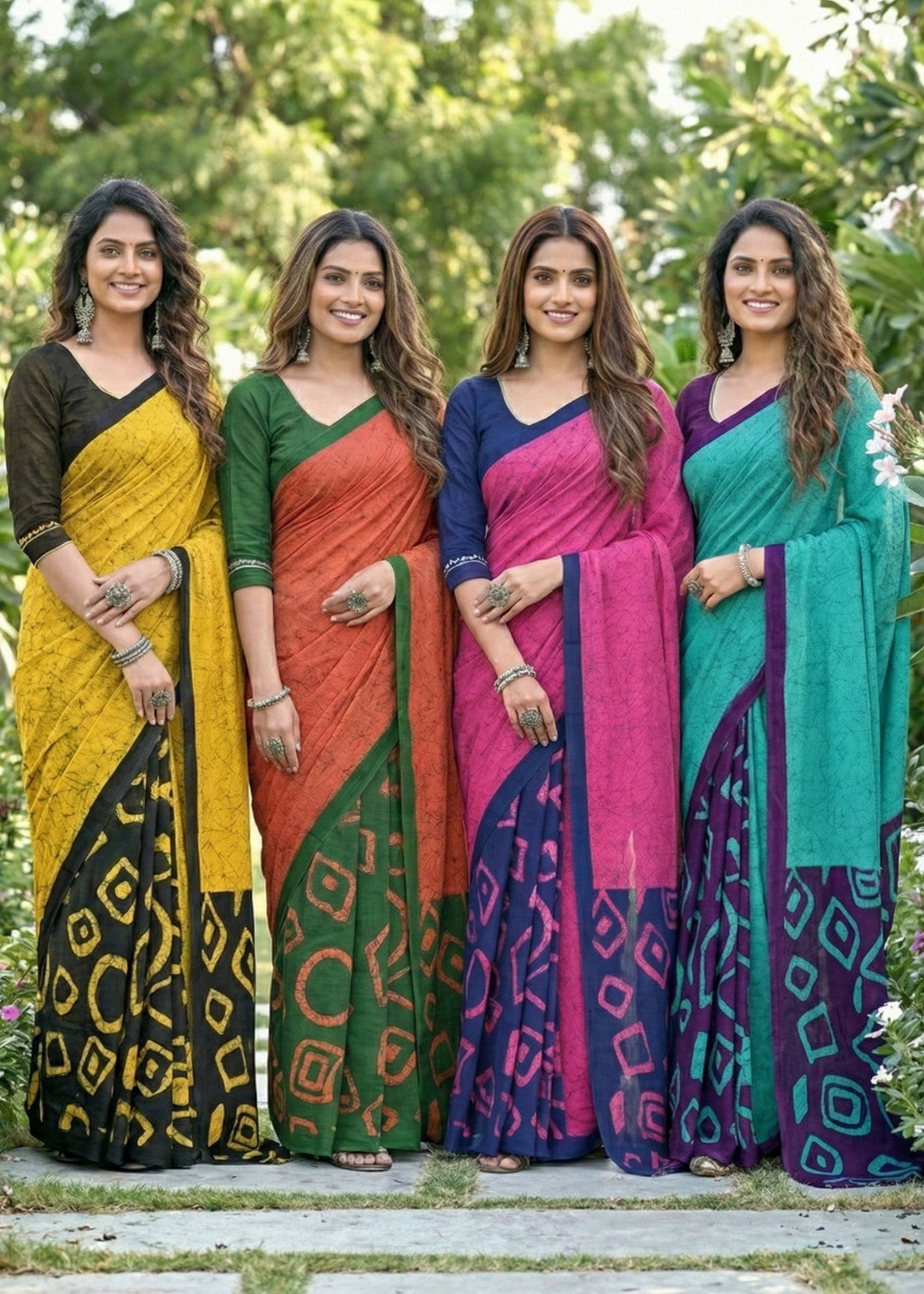 SOFT PURE COTTON FANCY BAGRU BLOCK PRINT YELLOW SAREE WITH BLOUSE