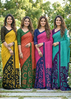 SOFT PURE COTTON FANCY BAGRU BLOCK PRINT BLUE SAREE WITH BLOUSE