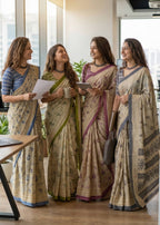 PURE MULMUL COTTON AJRAKH PRINT GREY SAREE WITH BLOUSE