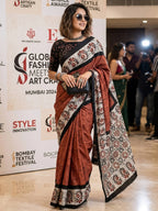 PURE SOFT MULMUL COTTON HAND BATIK STYLE BLACK SAREE WITH BLOUSE