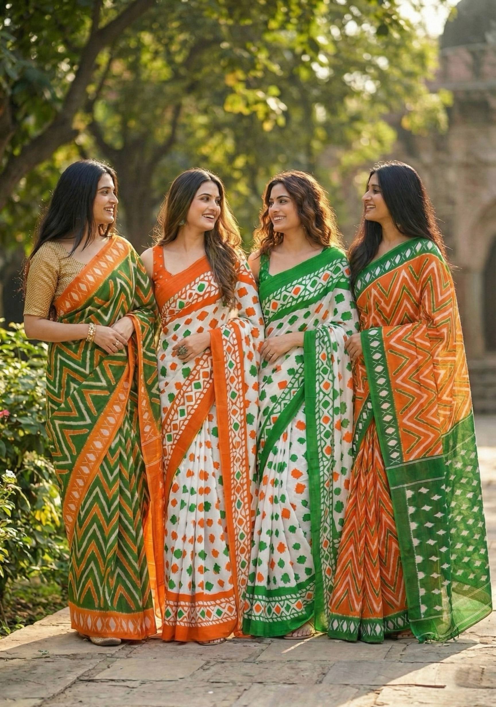 PURE SOFT COTTON BLOCK PRINT RUST ORANGE SAREE WITH BLOUSE
