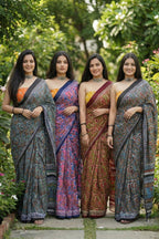 JAIPURI AJRAKH BAGRU BLOCK PRINT COTTON MULMUL MAROON SAREE WITH BLOUSE