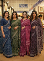 PURE SOFT COTTON HAND BAGRU PRINT GREEN SAREE WITH BLOUSE