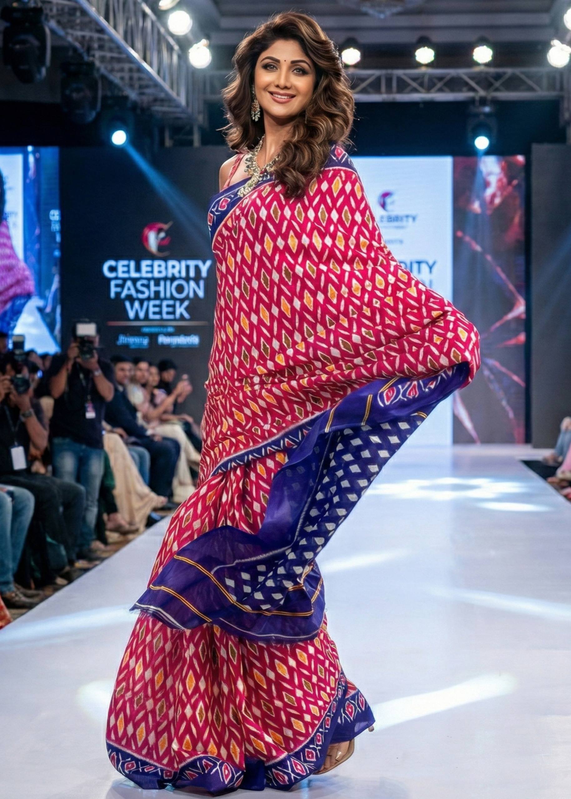 PURE SOFT COTTON HAND BAGRU PRINT PINK AND BLUE SAREE WITH BLOUSE