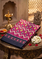 PREMIUM HANDLOOM COTTON BLEND STUNNING CONTRAST BORDER PINK SAREE WITH BLOUSE