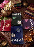 PREMIUM MULMUL COTTON BLEND SAPPHIRE WAVE SHIBORI PURPLE SAREE WITH BLOUSE