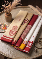 PRIMUM BAGRU BLOCK PRINT COTTON  MULMUL RED SAREE WITH BLOUSE