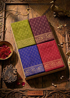 VIRASAT PRINTS PREMIUM SOFT COTTON RED SAREE WITH BLOUSE