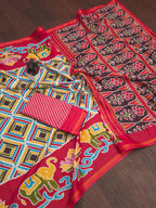 MULMUL SOFT MASLIN COTTON WITH HEVY ZARI BODAR RED SAREE WITH BLOUSE