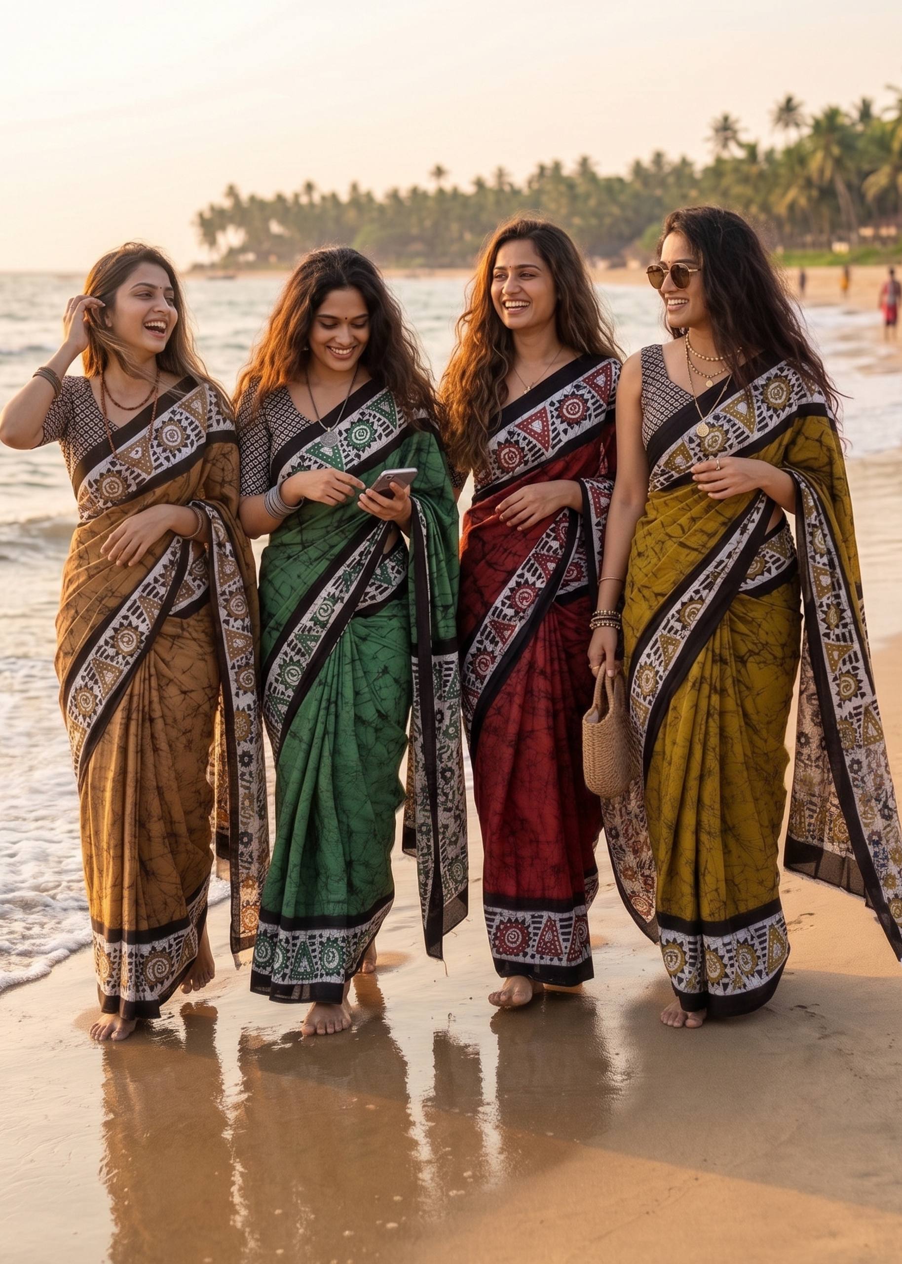 PURE SOFT MULMUL COTTON BATIK HAND BLOCK PRINT MAROON SAREE WITH BLOUSE