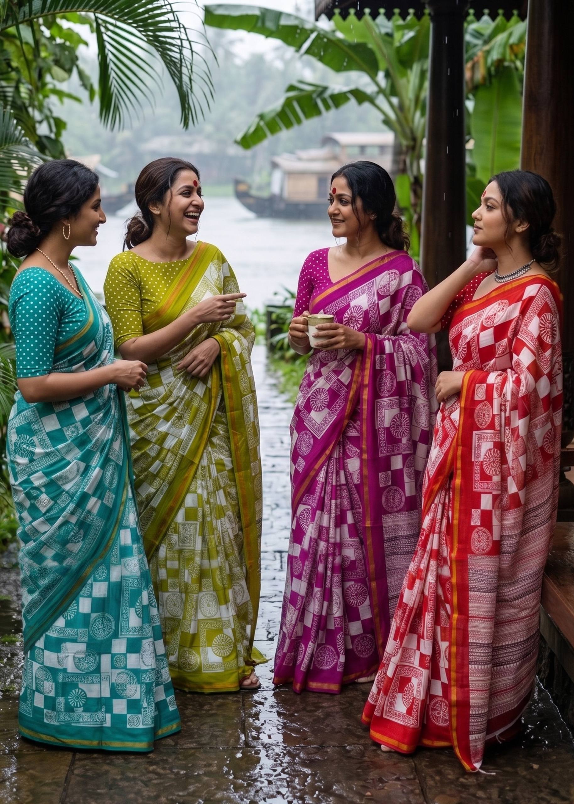 BAGRU BLOCK PRINT SOFT MASLIN COTTON ZARI BORDER MAGENTA SAREE WITH BLOUSE
