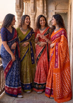 PURE MULMUL COTTON IKKAT HAND BLOCK PRINT OLIVE SAREE WITH BLOUSE