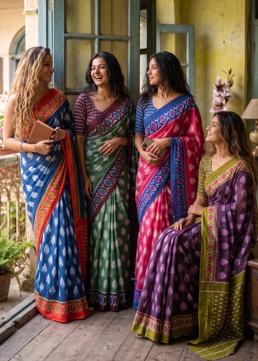 PURE SOFT COTTON HAND BAGRU PRINT DARK GREEN SAREE WITH BLOUSE