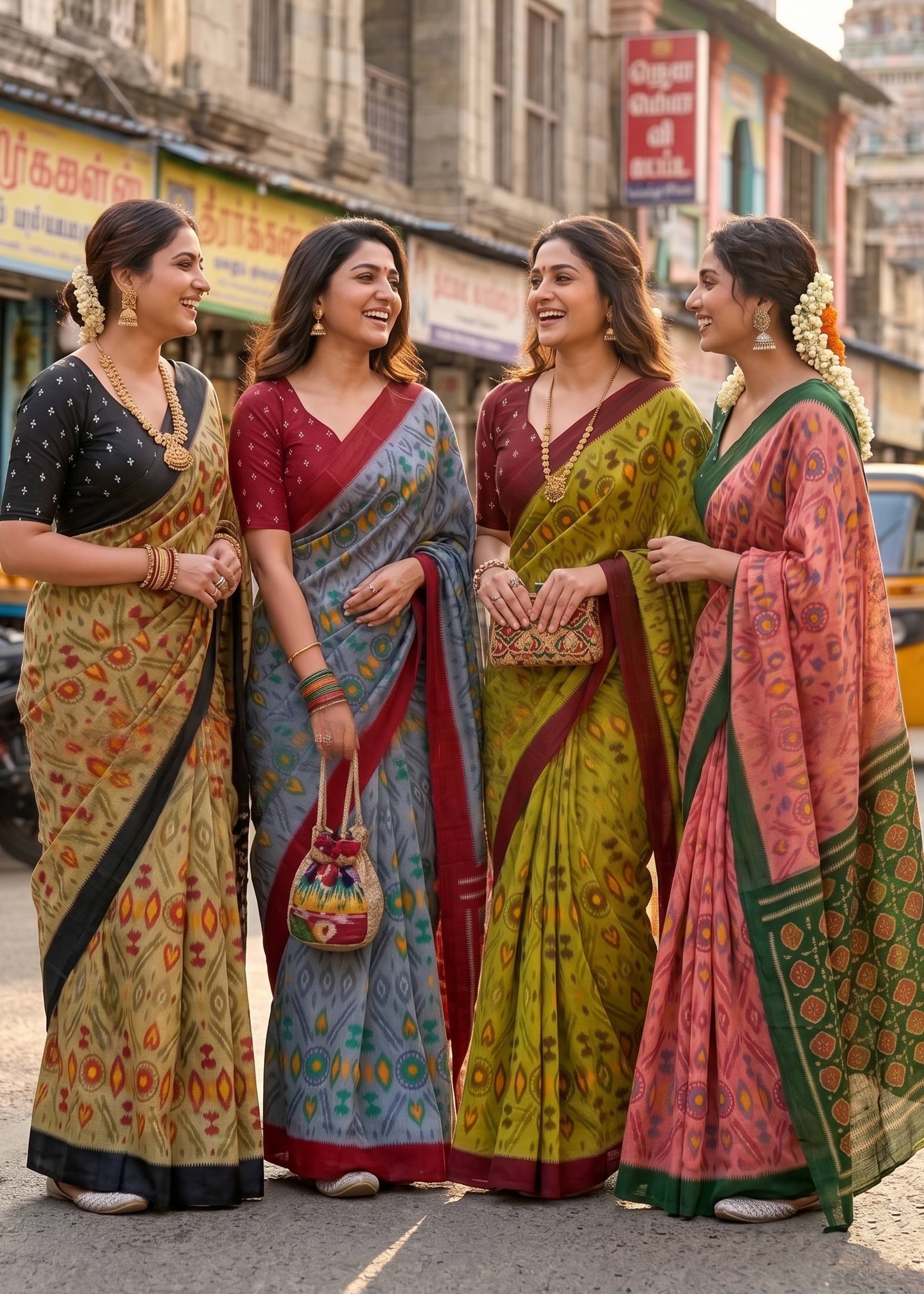 PURE SOFT COTTON IKKAT PRINT PEACH SAREE WITH BLOUSE