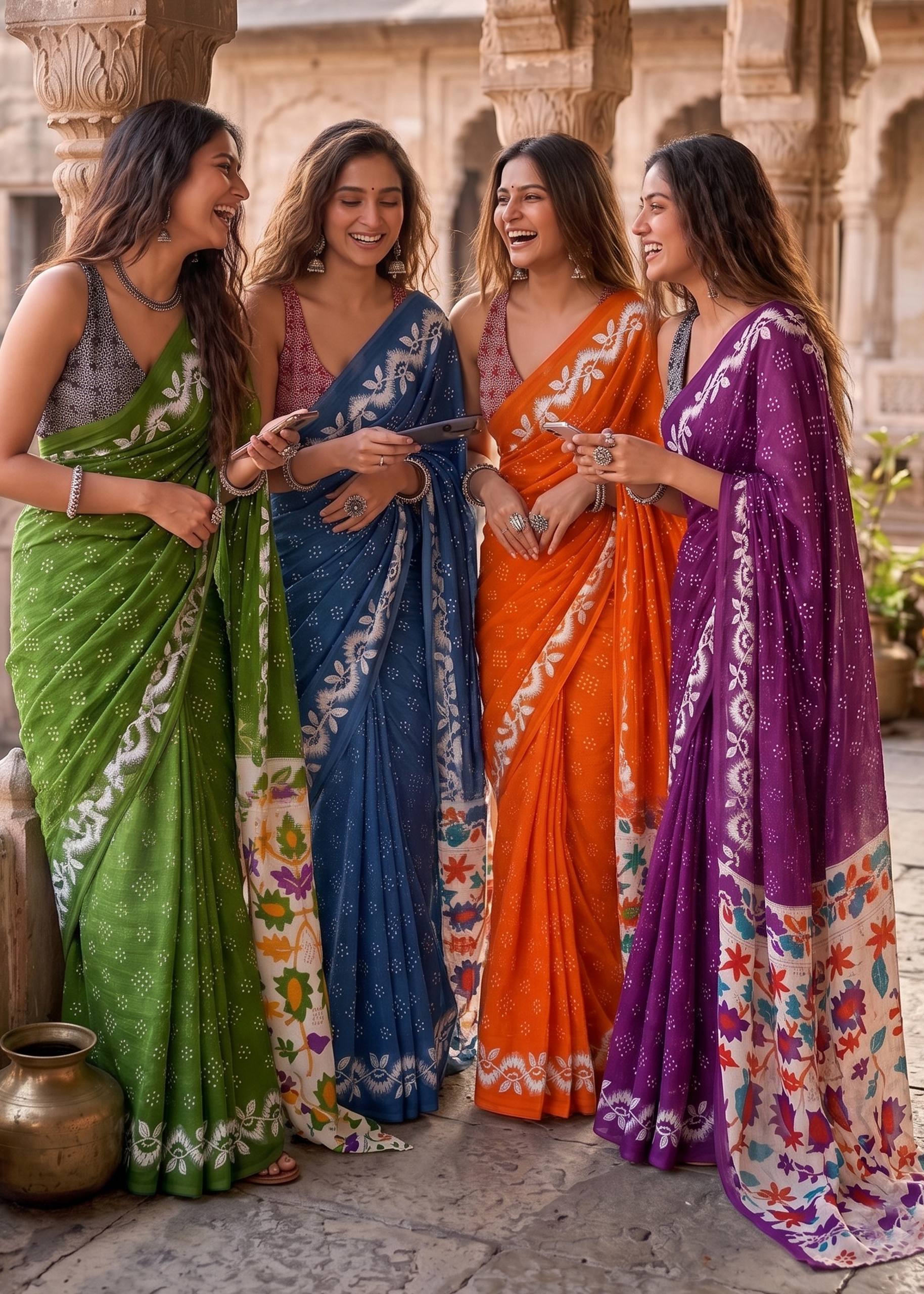 PURE SOFT COTTON FANCY BAGRU BLOCK PRINT GREEN SAREE WITH BLOUSE