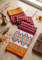 PREMIUM COTTON MULMUL BLEND RED SAREE WITH BLOUSE