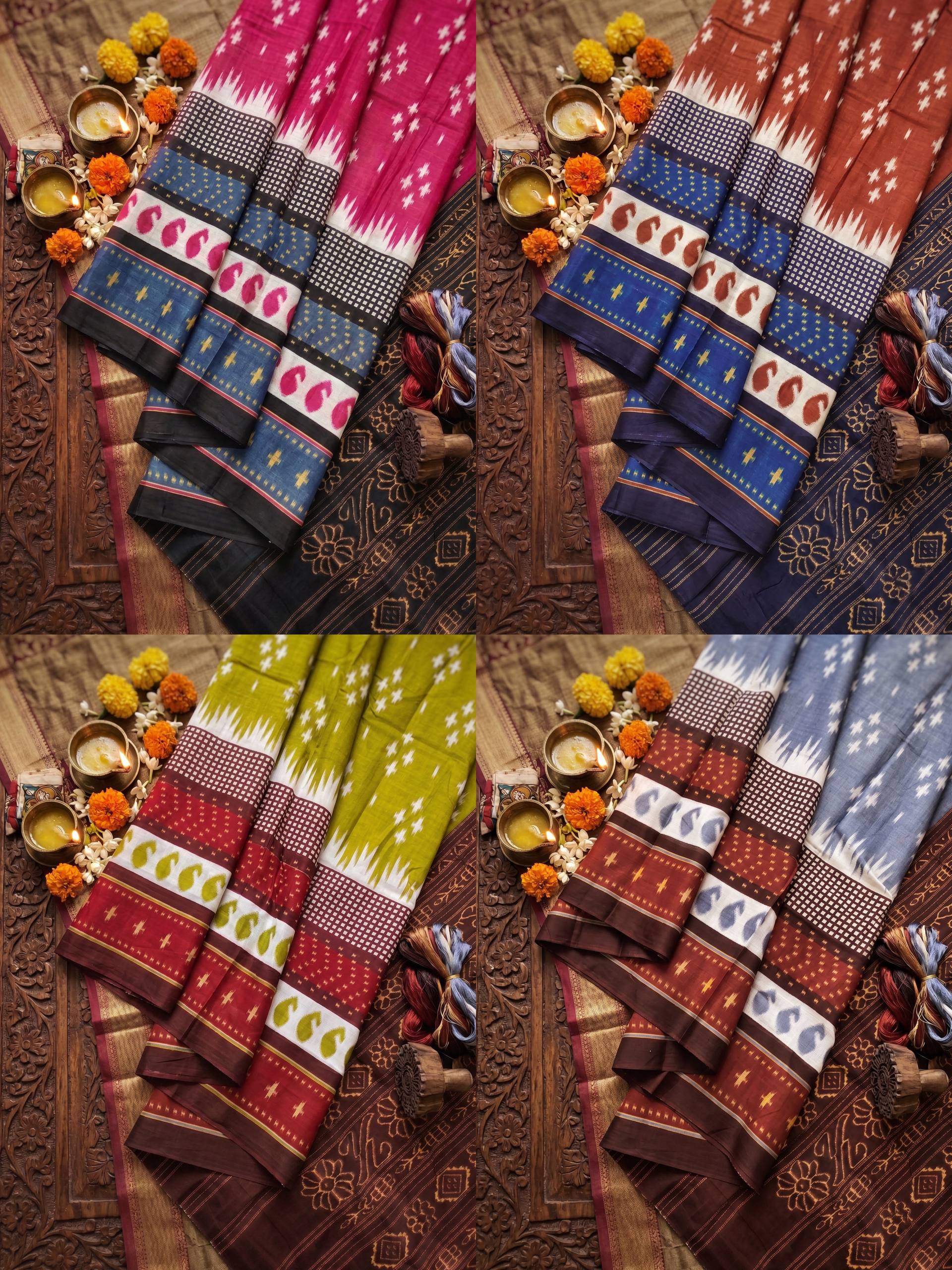 PURE HANDLOOM SOFT COTTON MEHANDI GREEN SAREE WITH BLOUSE